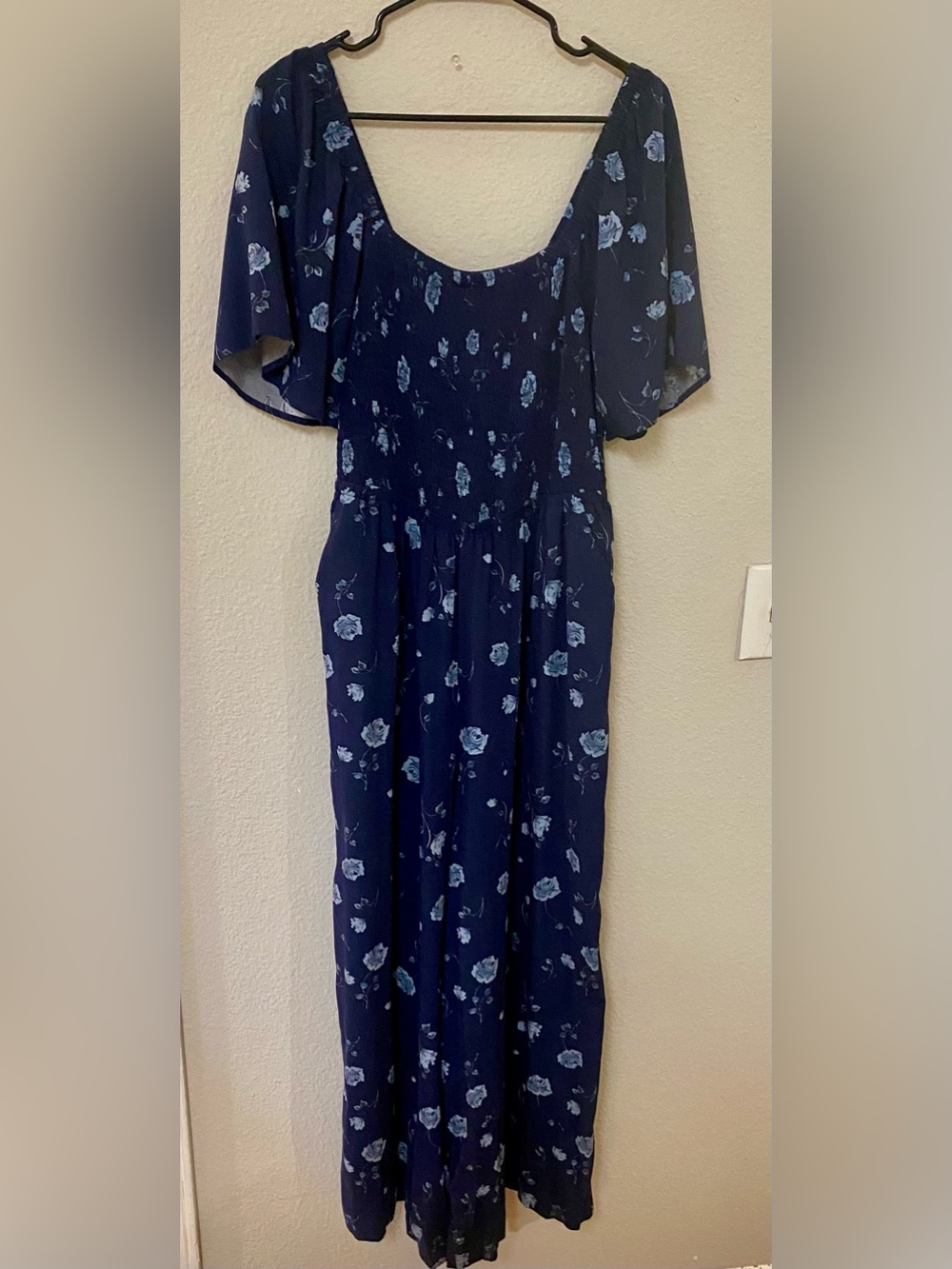 Torrid Smocked Blue Floral Wide Leg Jumpsuit - Quick List For Live
